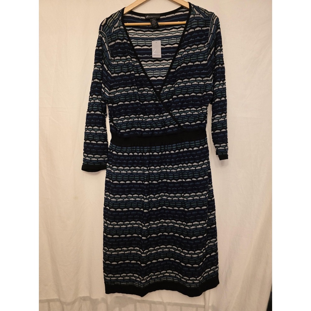 Lane Bryant Dress Womens 18/20 Multicolor Stripe V Neck Knit Sweater Midi